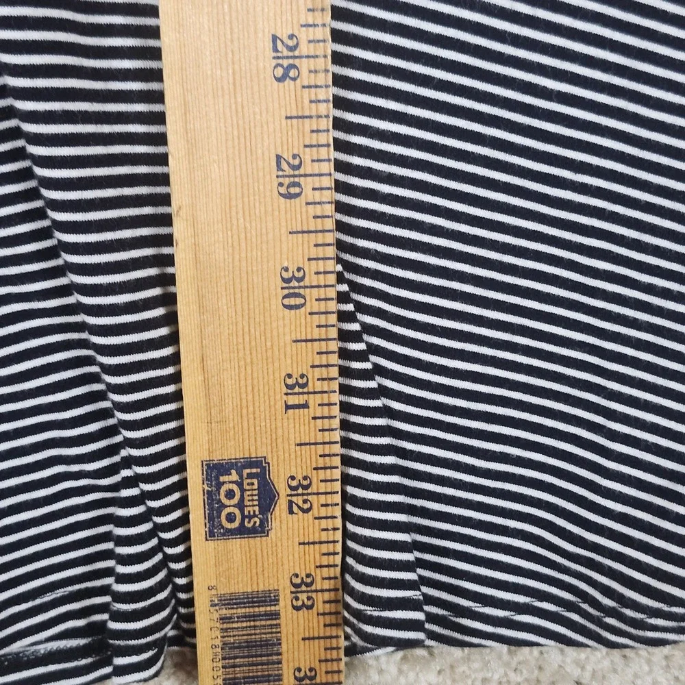 Decree Skater Dress Black White Striped Rayon Spandex Casual V-Neck Medium